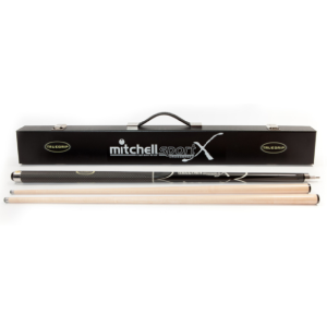 3 PIECE MAPLE CUE - MITCHELL TRUEGRIP CROSSBREED + CASE - 57" 9MM & 13MM