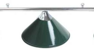 3 SHADE OVERHEAD TABLE LIGHT - CHROME RAILS WITH GREEN SHADES - 55"