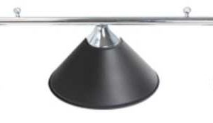 3 SHADE OVERHEAD TABLE LIGHT - CHROME RAILS WITH BLACK SHADES - 55"