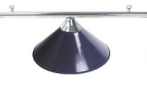 3 SHADE OVERHEAD TABLE LIGHT - CHROME RAILS WITH BLUE SHADES - 55"