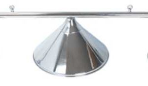 3 SHADE OVERHEAD TABLE LIGHT - CHROME RAILS WITH CHROME SHADES - 55"